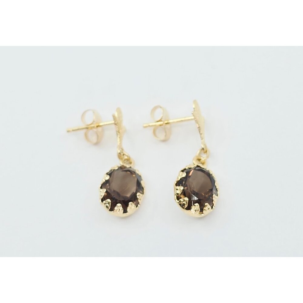 Beautiful 14K Solid Yellow Gold Dangle Drop Hanging Tourmaline Stud Earrings - Picture 7 of 10
